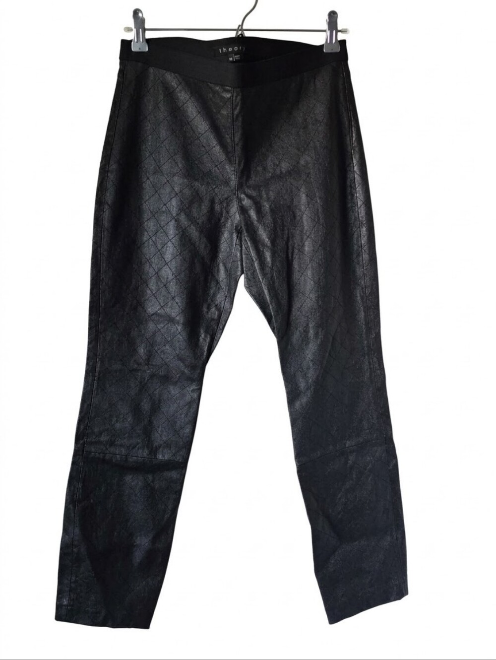 Theory Black Quilted Lamb Leather Pants - Size 10